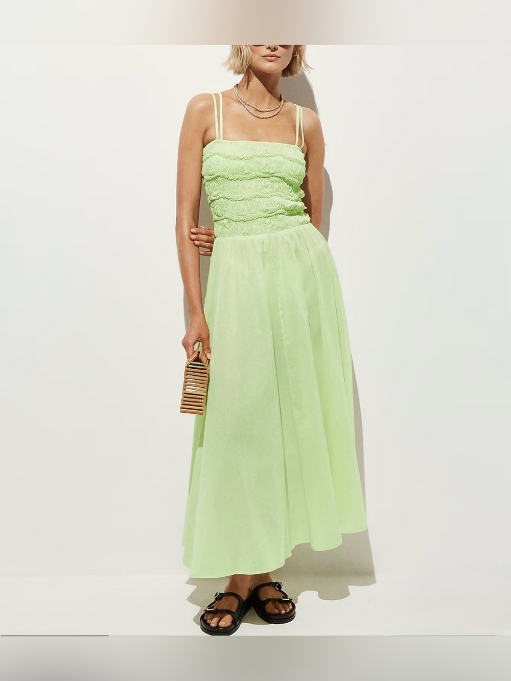 J.Crew Wave maxi dress in cotton voile.Light green.XXS.NWT.